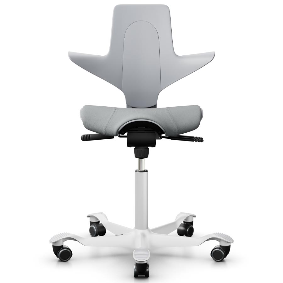 HAG CAPISCO PULS 8020 mit Sitzflächenmatte Stoff Select 60131 hellgrau + Schale hellgrau, Gestell weiß
