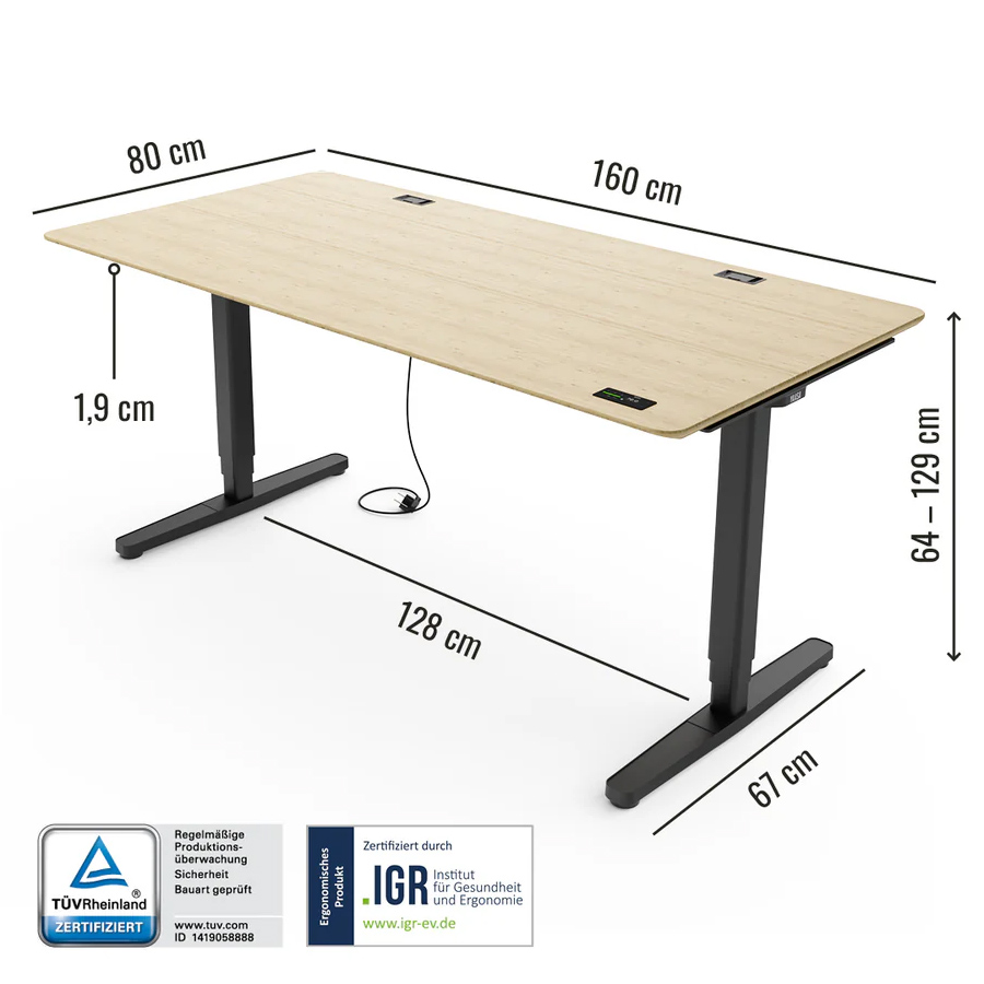 Yaasa Desk Pro Nature Schreibtisch Maße