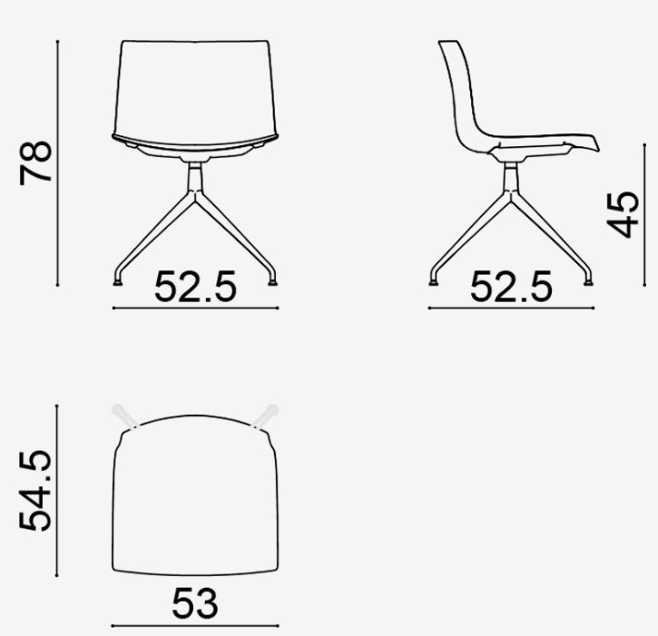 Arper-Catifa-Carta-Abmessungen-Sternfuss