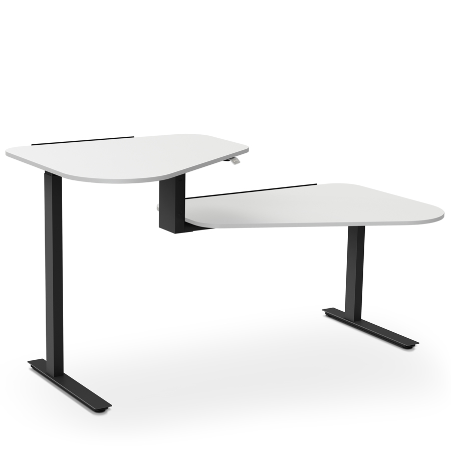 Aeris Active Office Desk - Gestell schwarz - Stehposition links - Platte weiß - Kante weiß