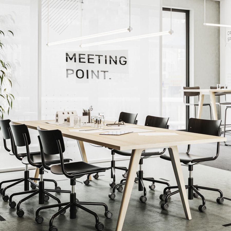 THONET Drehsessel S 43 DR Formholzschalen, Rollen und Gestell schwarz