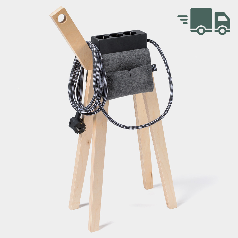 Stromer nature + Satteltasche - Steckdose schwarz, Kabel schwarz/weiß