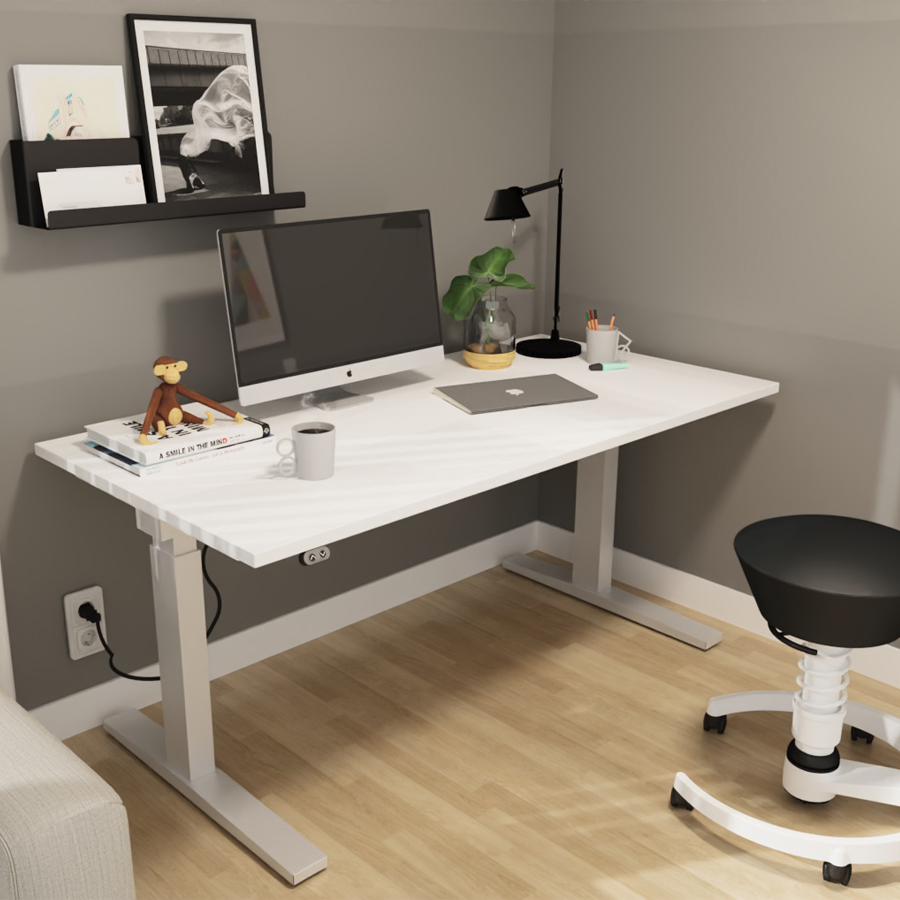 RWH Action Schreibtisch elektrisch verstellbar - weiß-silber