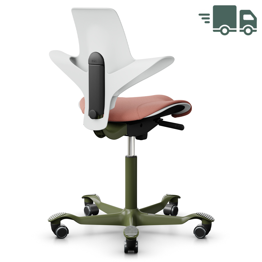 HAG CAPISCO PULS 8020 | Schale weiß | Bezug Select rosa | Gestell Moss Grey