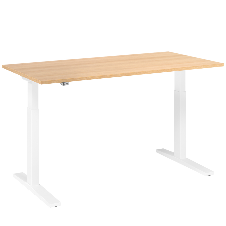RWH ACTION elektrisch verstellbarer Schreibtisch Eiche - Gestell weiß - 160x80 cm