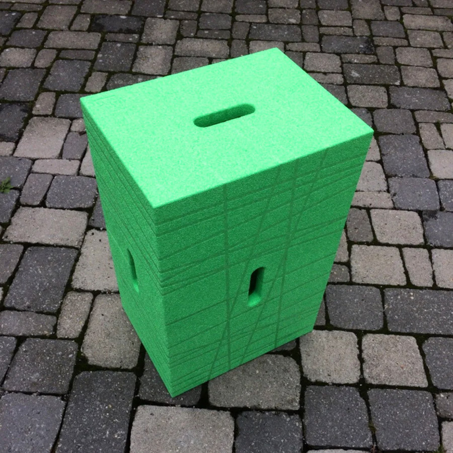 wp Xbrick Sitzwürfel Hocker multifunktionaler Baustein neongrün - Beispielbild