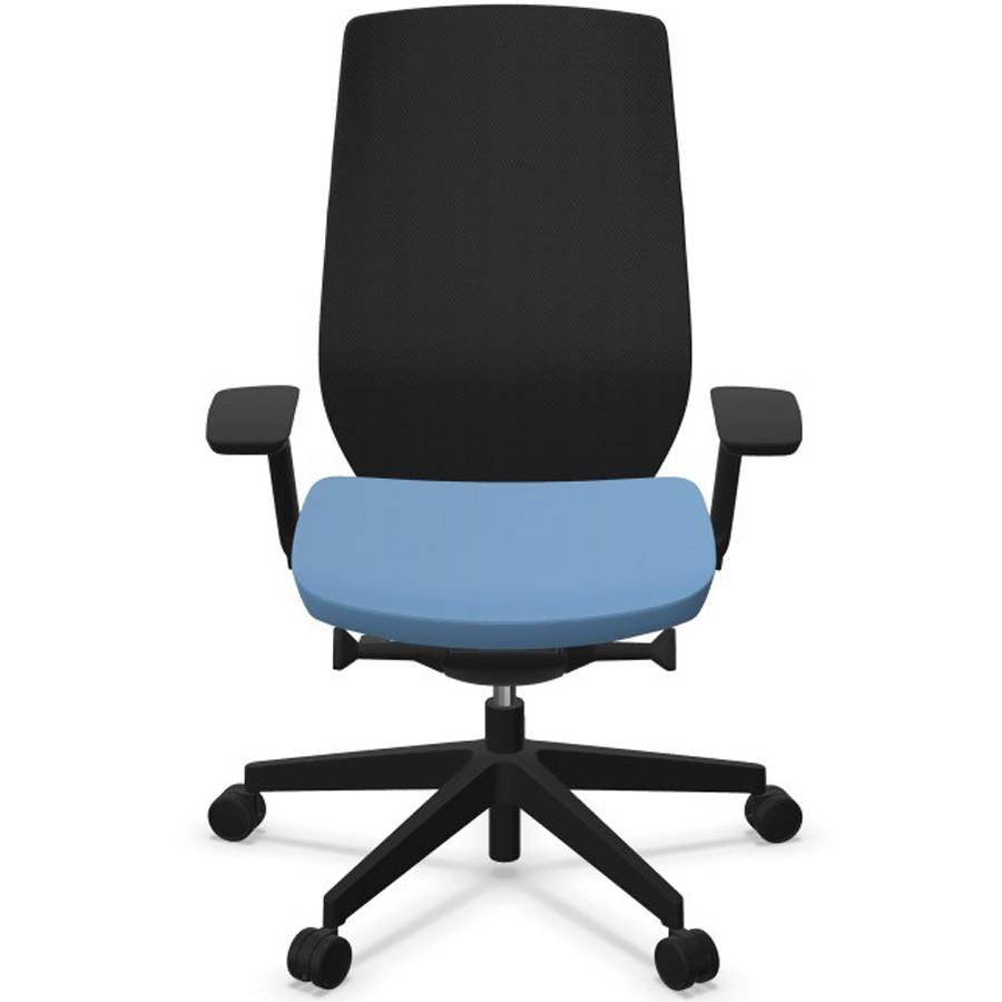 Profim AccisPro mit Netzrücken schwarz und Sitzbezug EVO hellblau EV25