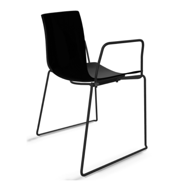 Arper Catifa 46 0278 einfarbig schwarz mit schwarzen armlehnen
