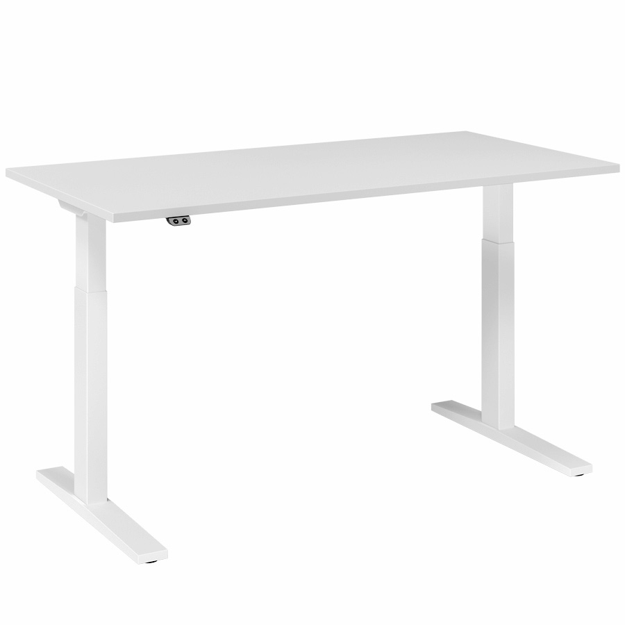 RWH ACTION elektrisch verstellbarer Schreibtisch - Tischplatte und Gestell weiß - 160x80 cm