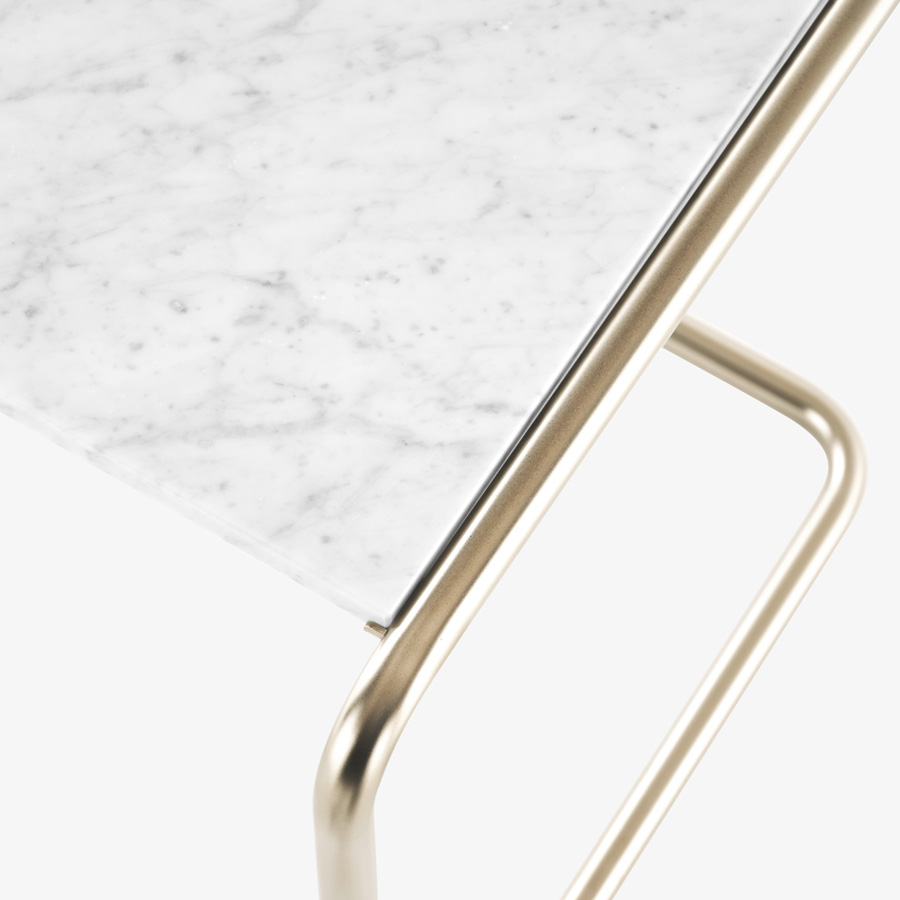 JS. THONET Beistell- und Satztisch SET B 97 NORDIC 01 | Marmor Tischplatte | Gestell Nickelsilver matt