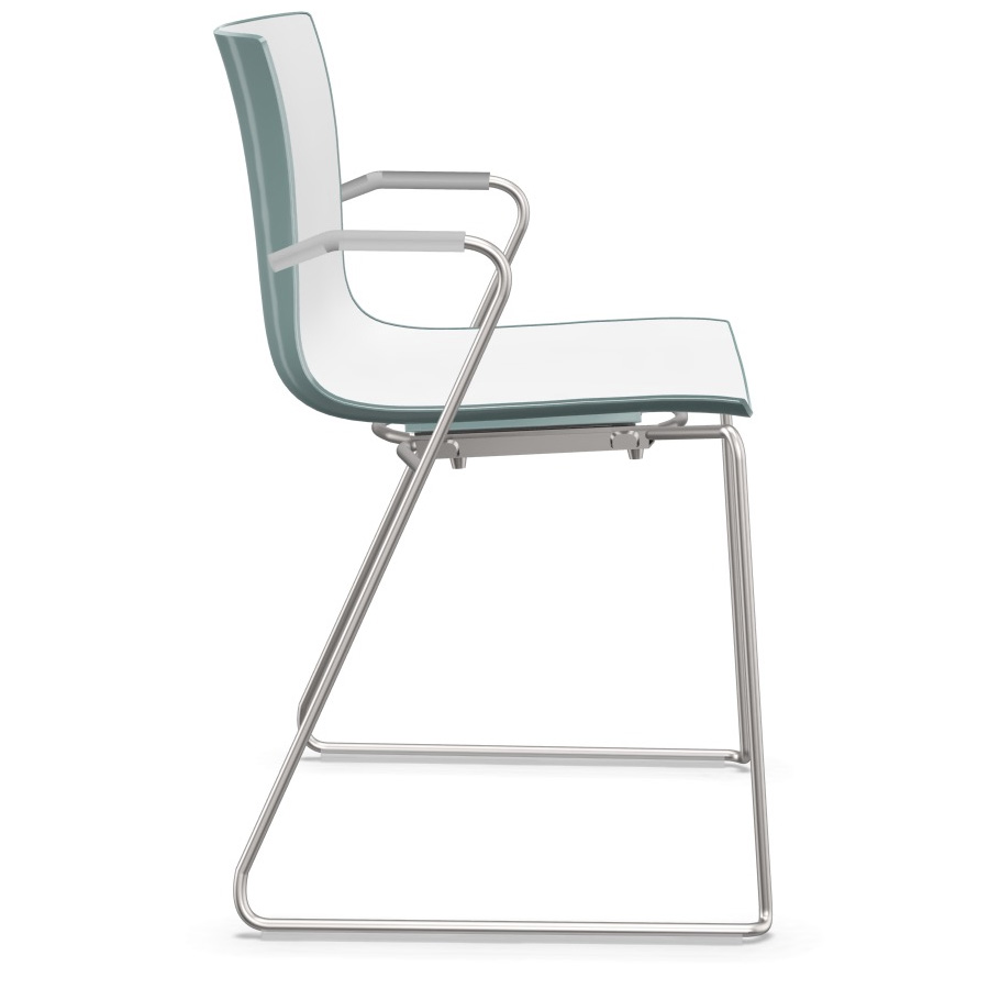 Arper CATIFA 46 0287 bicolor technisches Kufengestell in petrol Seitenansicht