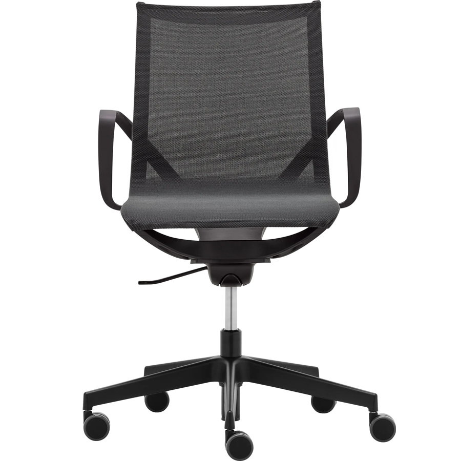 Rim Zero G Gestell schwarz, Sitzpolster 441 schwarz, mit festen Armlehnen, Fußkreuz schwarz