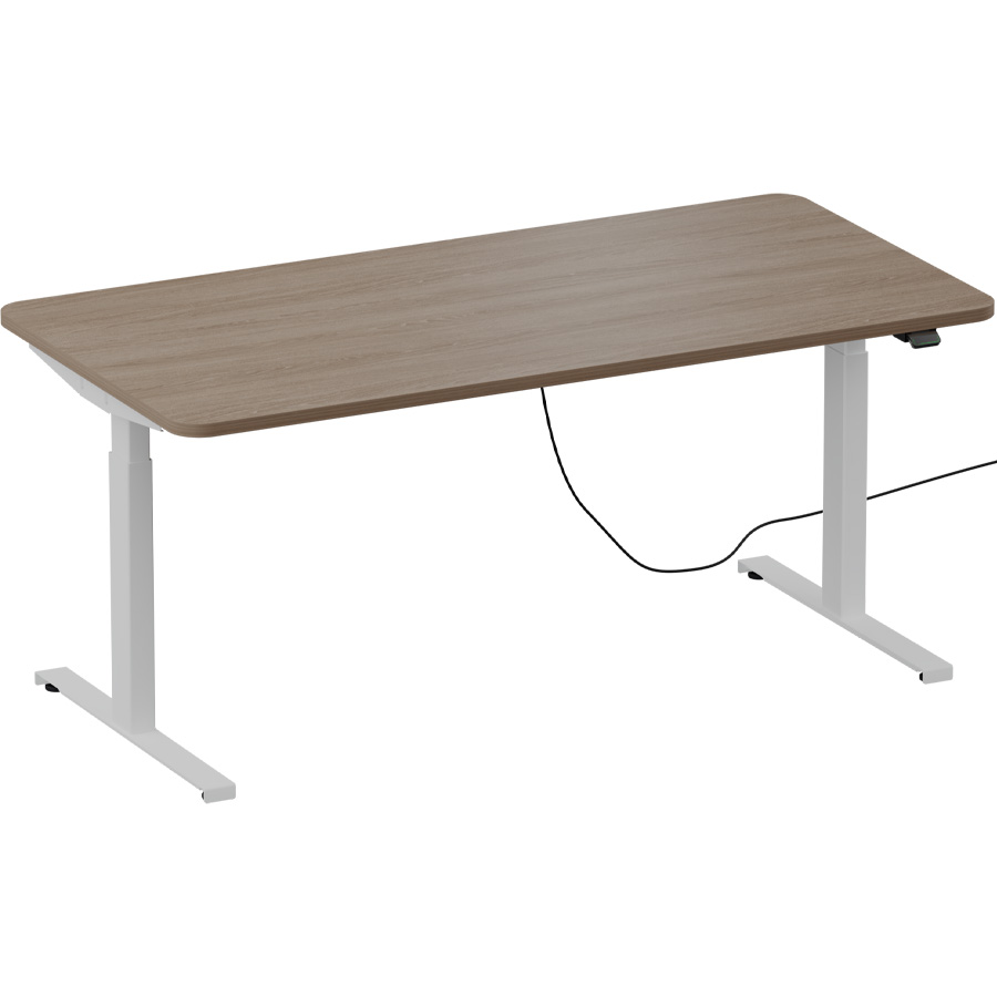 Schreibtisch NewWORK elektrisch höhenverstellbar - Gestell weiß - Platte Eiche gekälkt