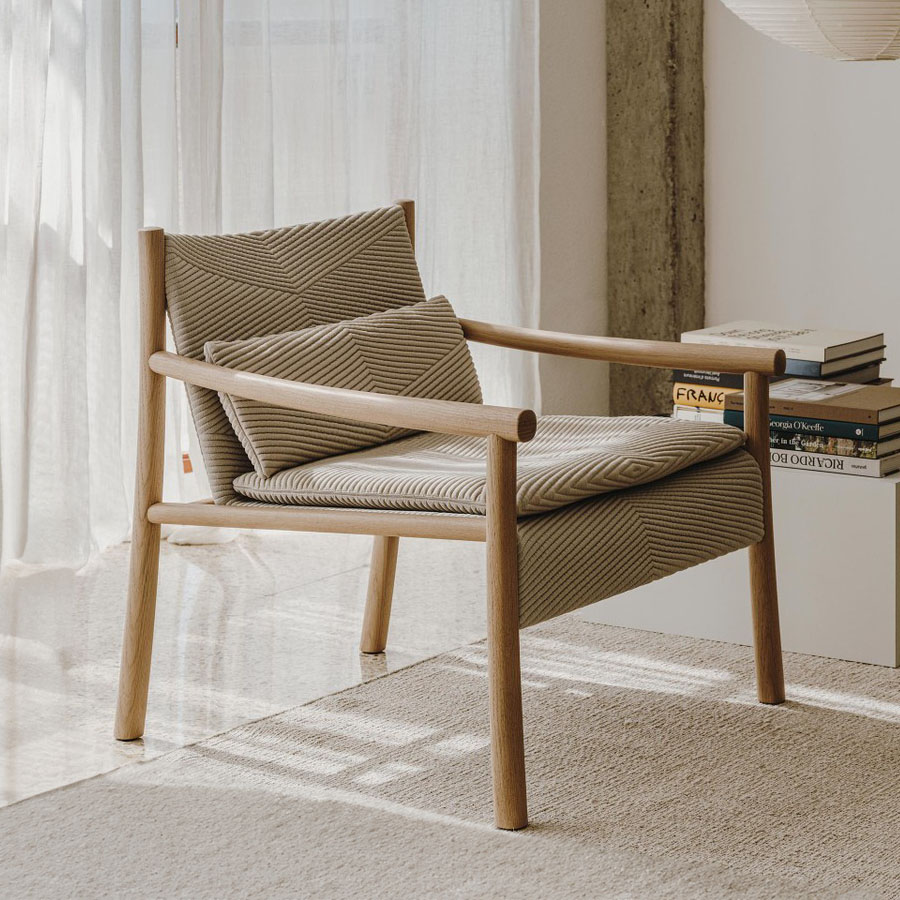 Arper Kata Lounge Sessel gemustert Sitzfläche Wheat