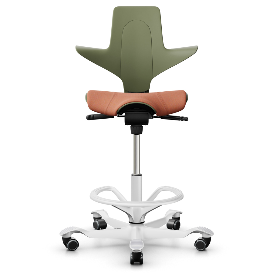 HAG CAPISCO PULS 8020 | Stehhilfe | Farbe Moss | Sitzfläche orange-rot | Fußring