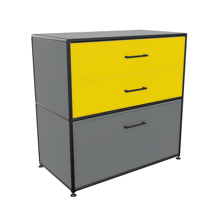 Bosse Regal 2 OH Black Edition in Le Corbusier Breite 80 cm mit Schüben