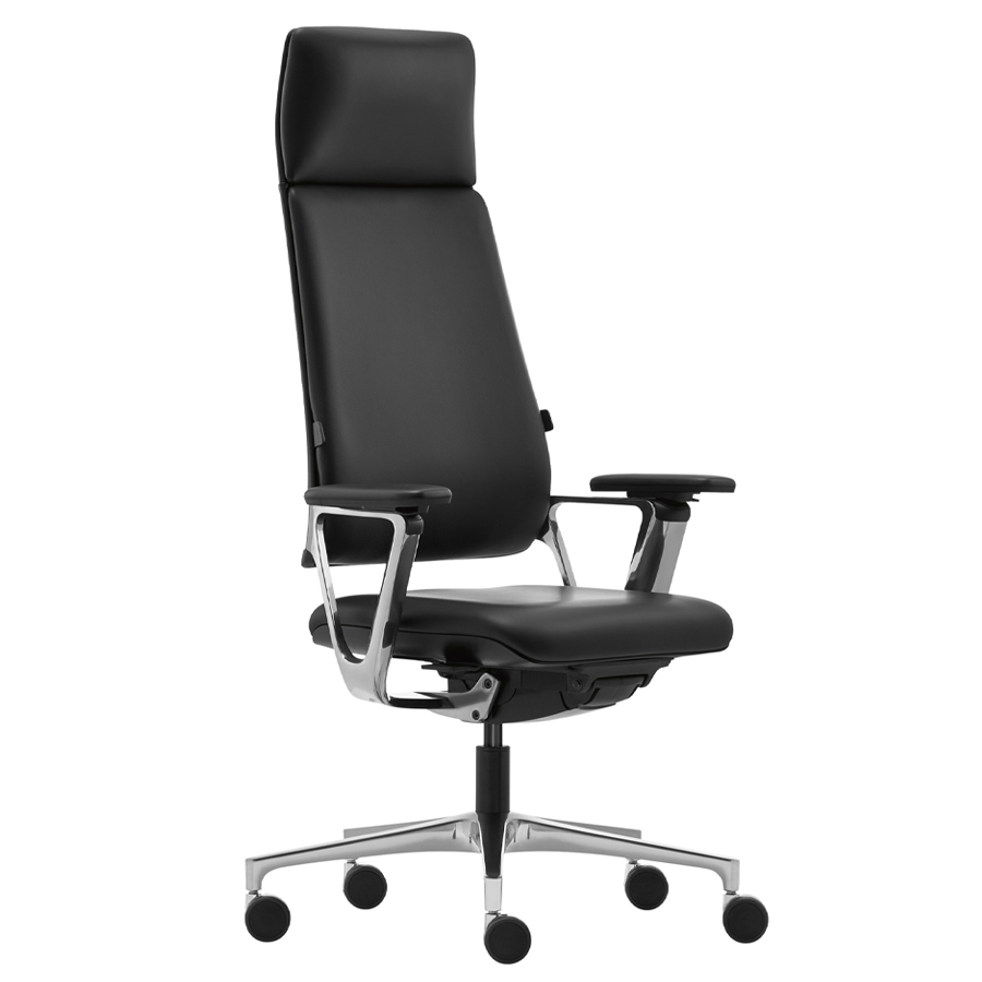 Klöber CONNEX2 (cnx95) - Bezug Premium Leder schwarz - Ausführung poliert - Front