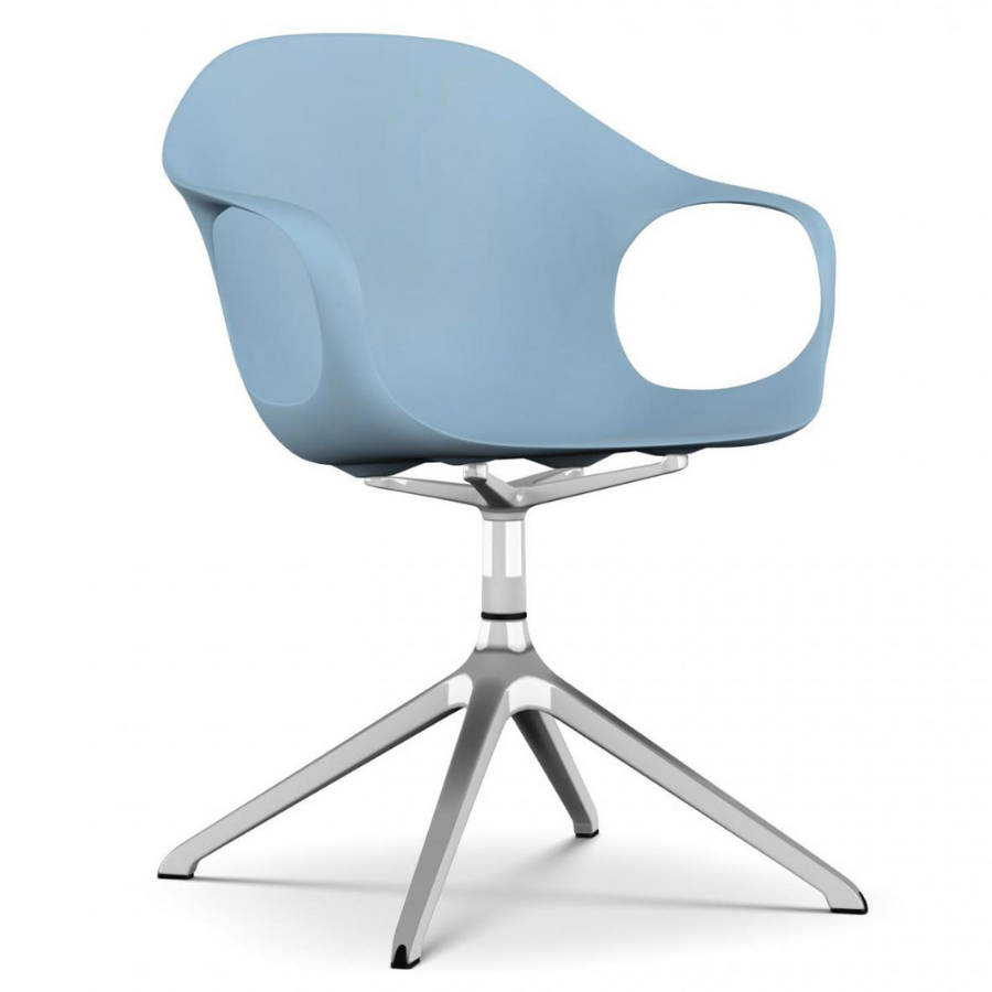 Kristalia ELEPHANT Drehstuhl Sitzschale blau Gestell verchromt glänzend