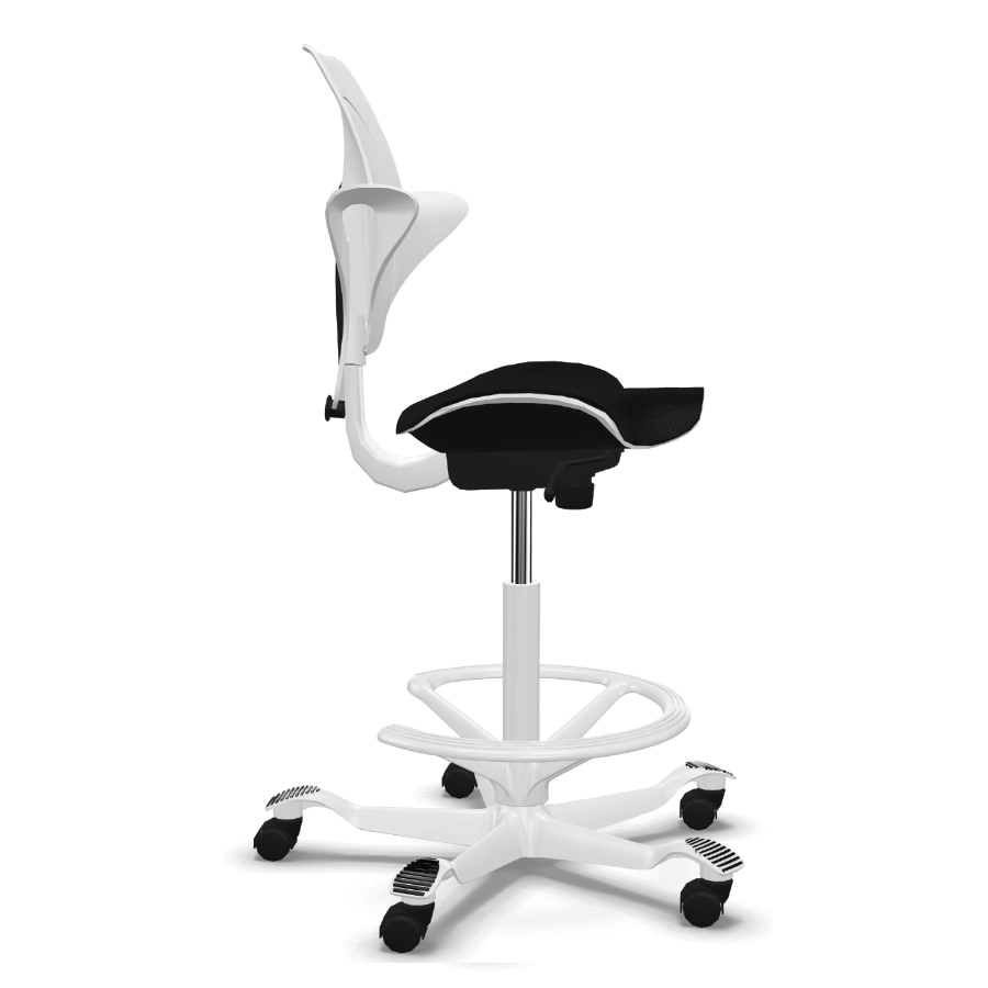 HAG Capisco Puls Stehhilfe 8020 mit Fußring weiß Stoff Xtreme schwarz