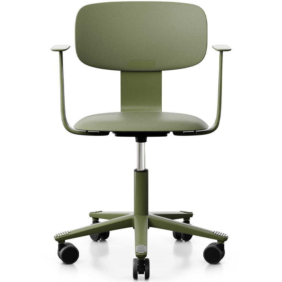 HAG Tion 2100 Bürostuhl Moss Grey mit Armlehnen - Sitz u. Rückenschale Kunststoff - Frontansicht