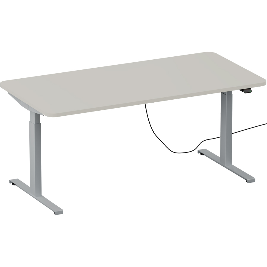 Schreibtisch NewWORK elektrisch höhenverstellbar - Gestell silber - Platte Titanweiß