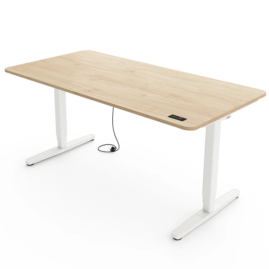 Yaasa Desk Pro Gestell weiß, Tischplatte Eiche natur