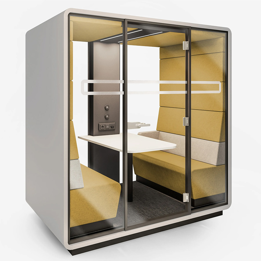 Hushoffice Hushmeet Akustikbox konfigurierbar in Wool Mustard und Biscuit