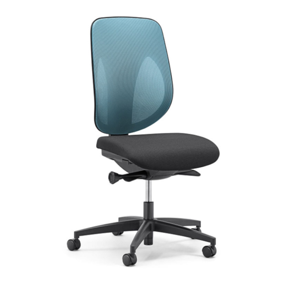 353 Drehstuhl Netzrücken blau ohne Armlehnen Vorderansicht