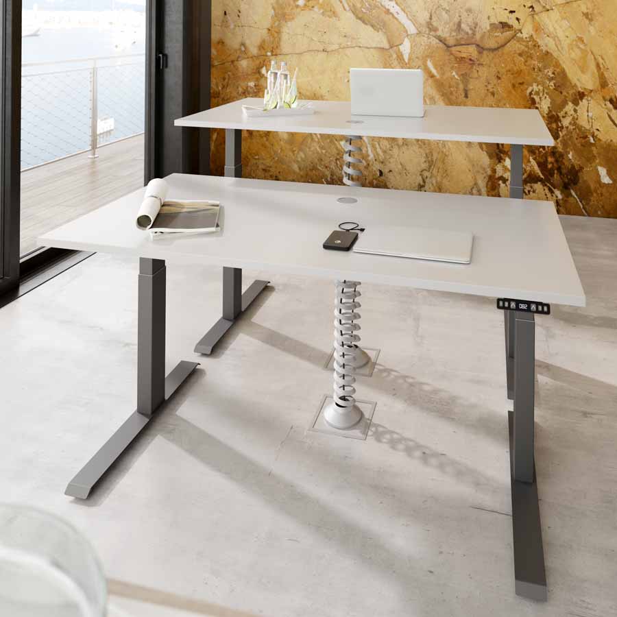 RWH RAPID Schreibtisch elektrisch verstellbar - weiß/graphit - Beispielbild