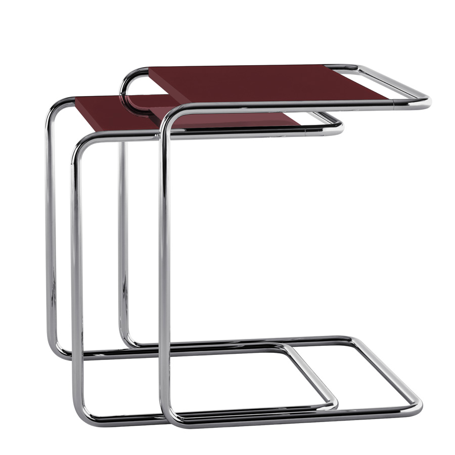 JS. THONET Beistell- und Satztisch SET B 97 Serious 02 | Tischplatte ruby red | Gestell Titan