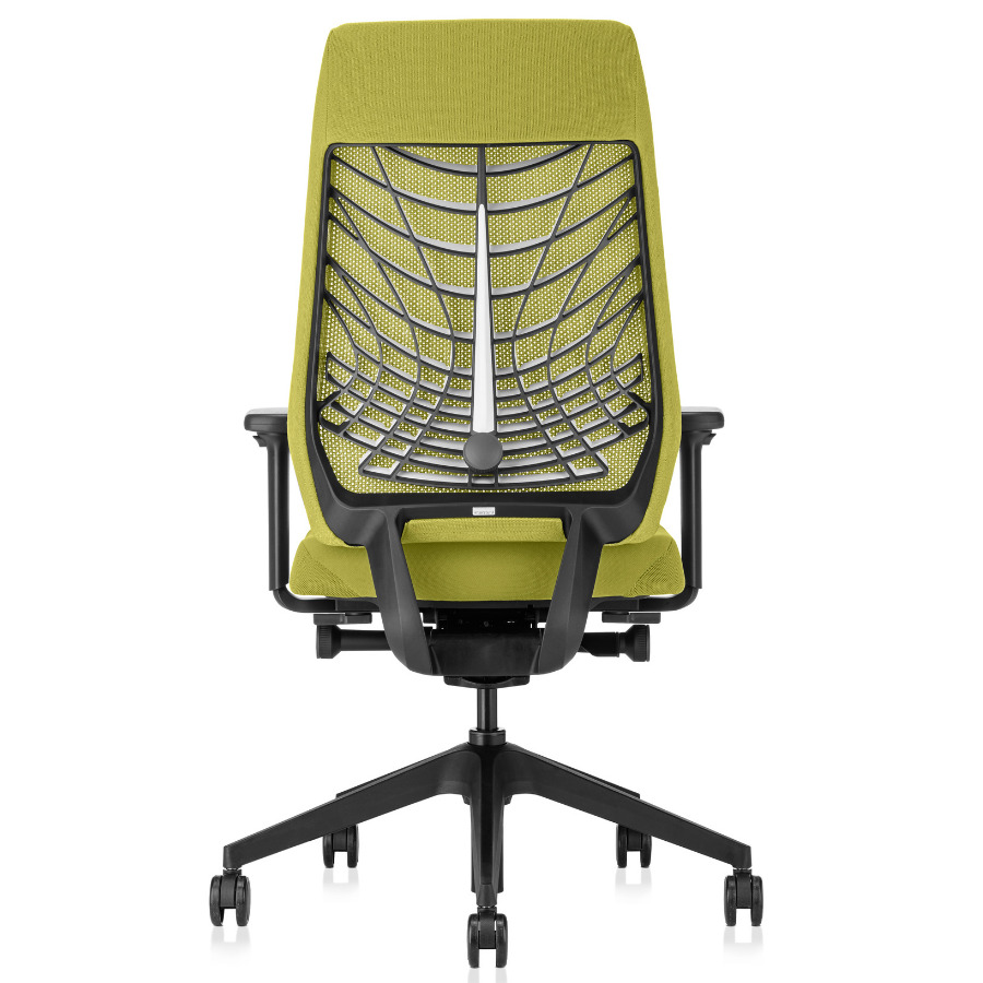 Interstuhl JOYCEis3 JC217 Bürostuhl mit Netzrücken hoch Farbe maigrün schwarz - Rückansicht