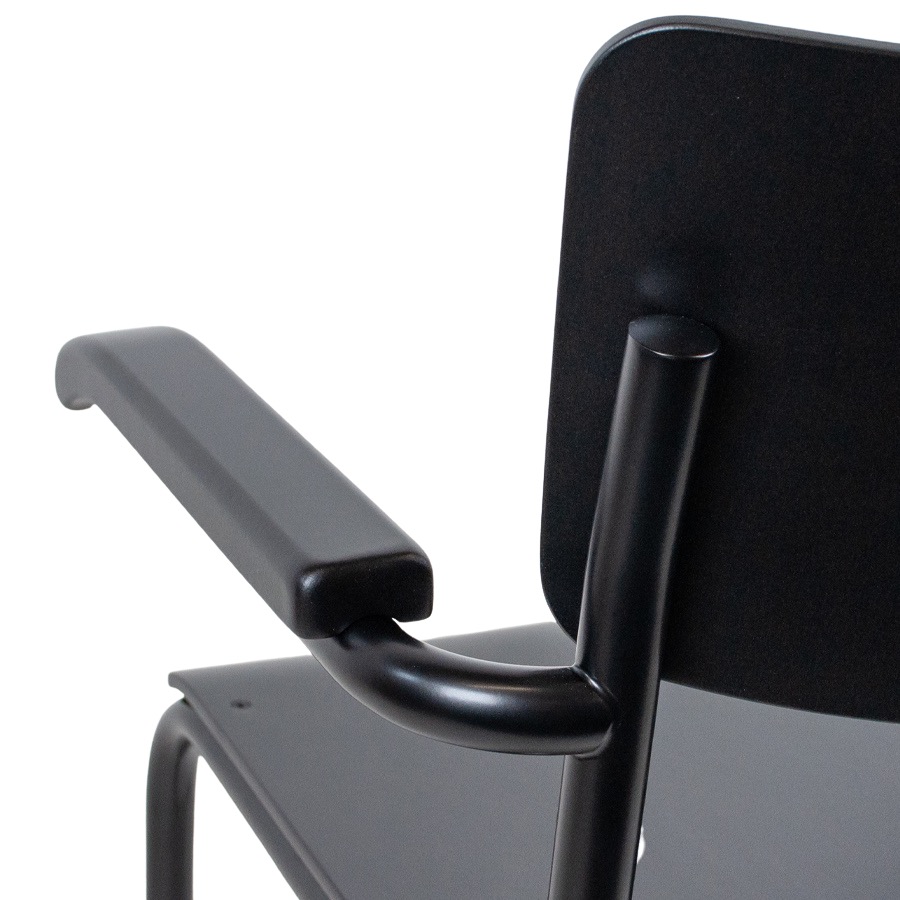 THONET Stahlrohr-Freischwinger S 43 F mit Armlehnen - Rückseite Nahaufnahme