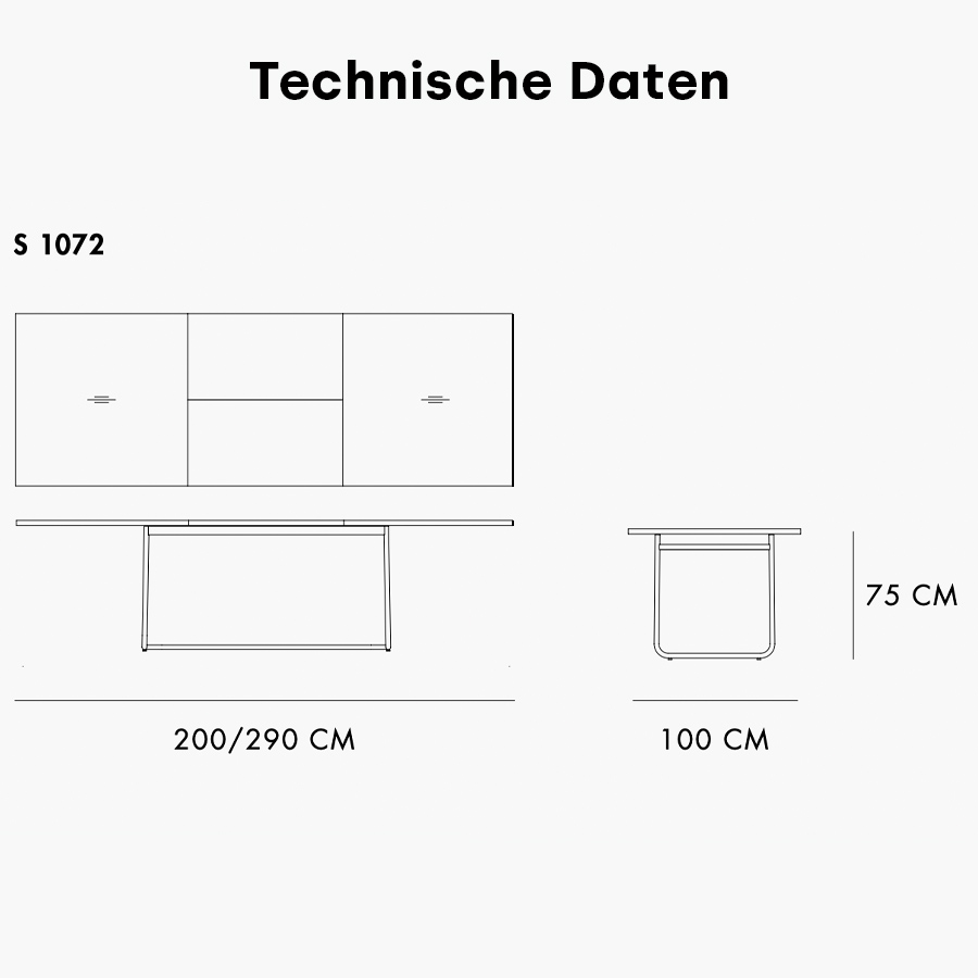 Technische Daten - THONET Tisch S 1072