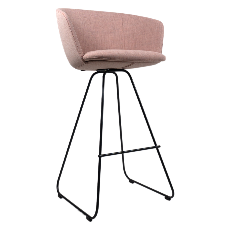lapalma GLOVE Barhocker gepolstert mit Kufengestell | Bezug Canvas altrosa | Gestell schwarz