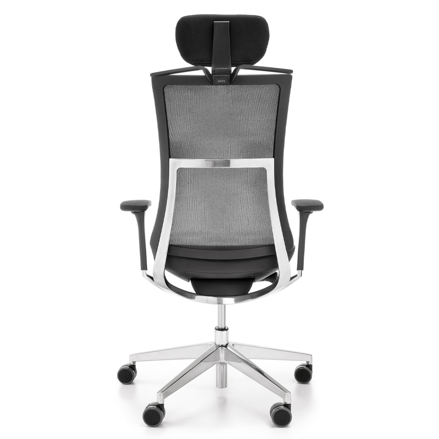 Profim Violle 151 SFL Bürodrehstuhl mit Netzrücken - Leder Sitzpolster + Fußkreuz/Gestell Alu poliert