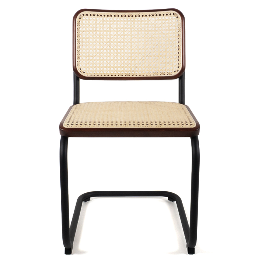 THONET Stahlrohr-Freischwinger S 32 V Buche gebeizt mahagoni - Gestell schwarz - Front