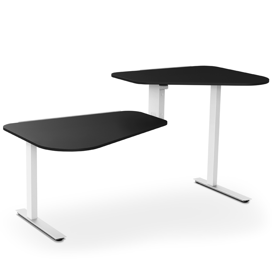 Aeris Active Office Desk - Gestell weiß - Stehposition rechts - Platte schwarz - Kante schwarz