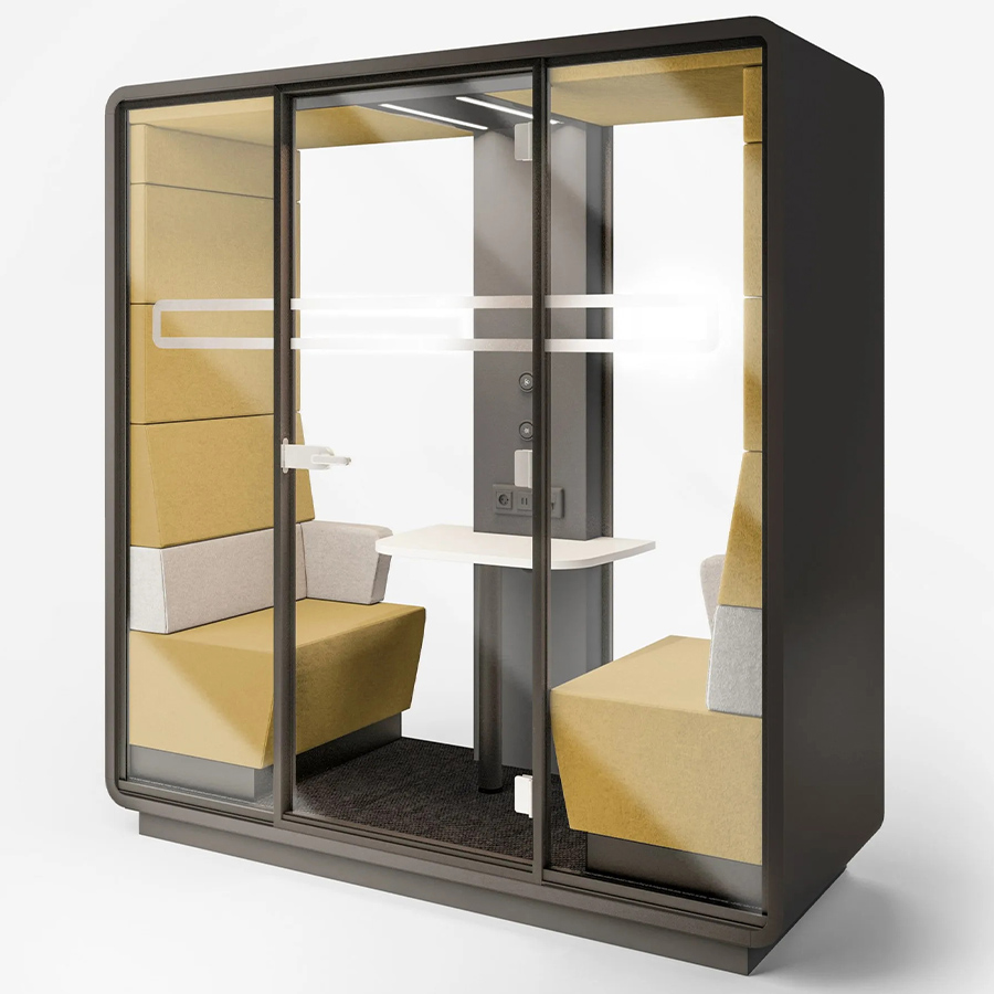 Hushoffice Hushmeet.S Akustikbox konfigurierbar in Wool Mustard und Wool Biscuit