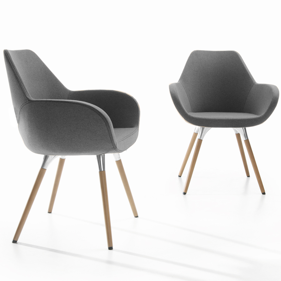 Profim FAN 10 HW mit Holzbeinen Stoff Synergy hellgrau