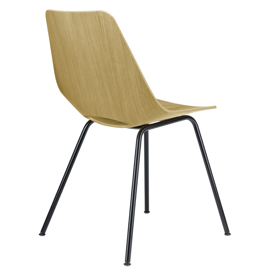 THONET S 661 Stahlrohrstuhl Edelholz Eiche - Gestell schwarz matt - Rückansicht