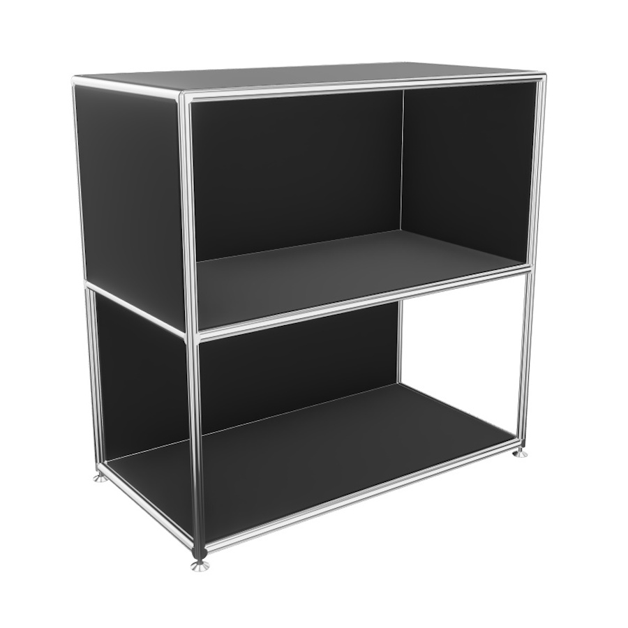 Bosse Regal Chrom Höhe  2 OH Breite 80 cm unten offen in Melamin Schwarz