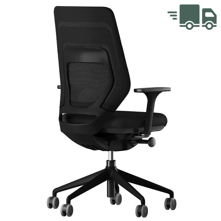fm Asiento Bürodrehstuhl in Schwarz | Strickmembran Komfort | Rückseite