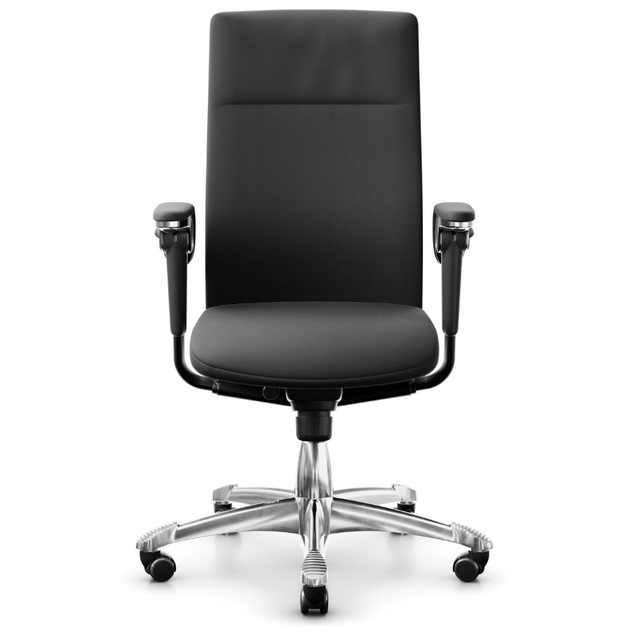 HAG Tribute 9021 Chefsessel schwarz Fußkreuz/Gestell poliert - Frontansicht