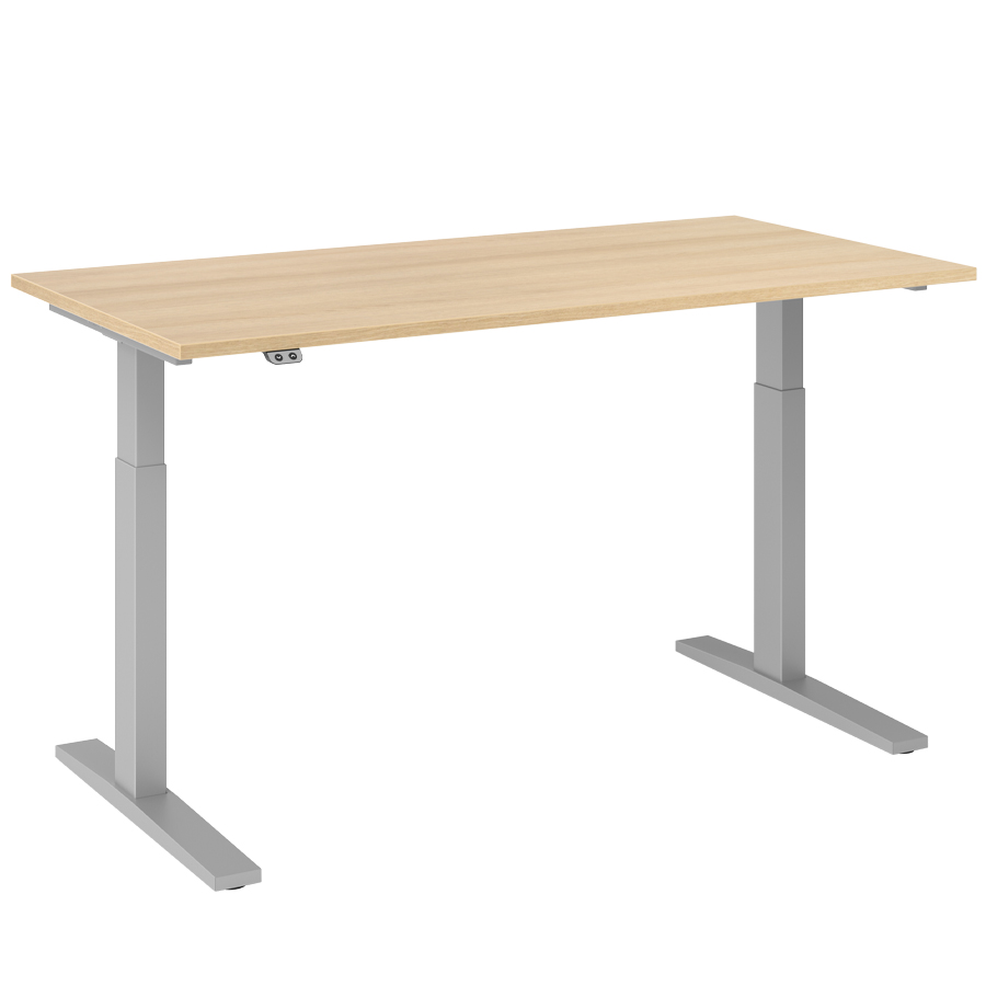 RWH Action Schreibtisch elektrisch verstellbar - Eiche hell-silber - Breite 160 cm