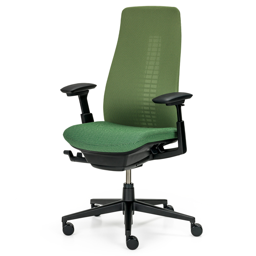 HAWORTH Fern Bürodrehstuhl grün mit Netzrücken - Gestell schwarz - Front
