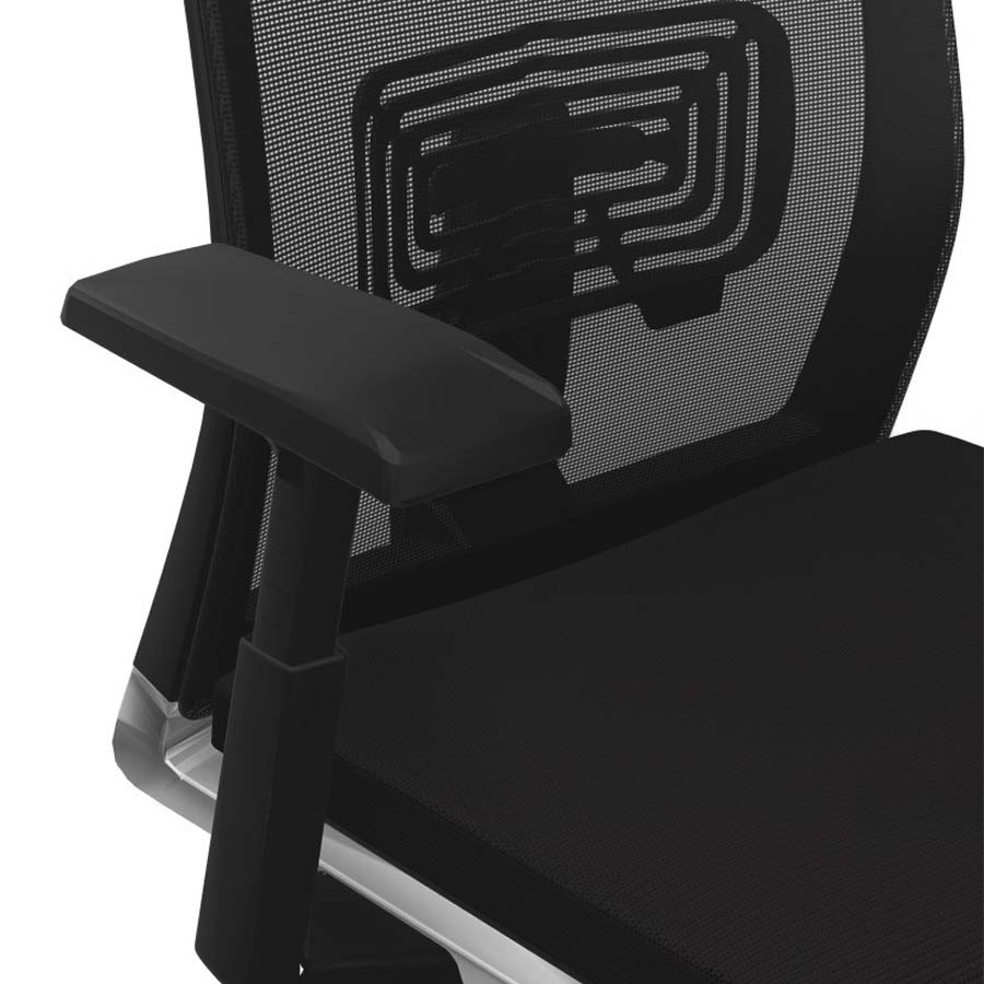 HAWORTH Very (Comfort 62) schwarz mit Netzrücken - Nahaufnahme Armlehne