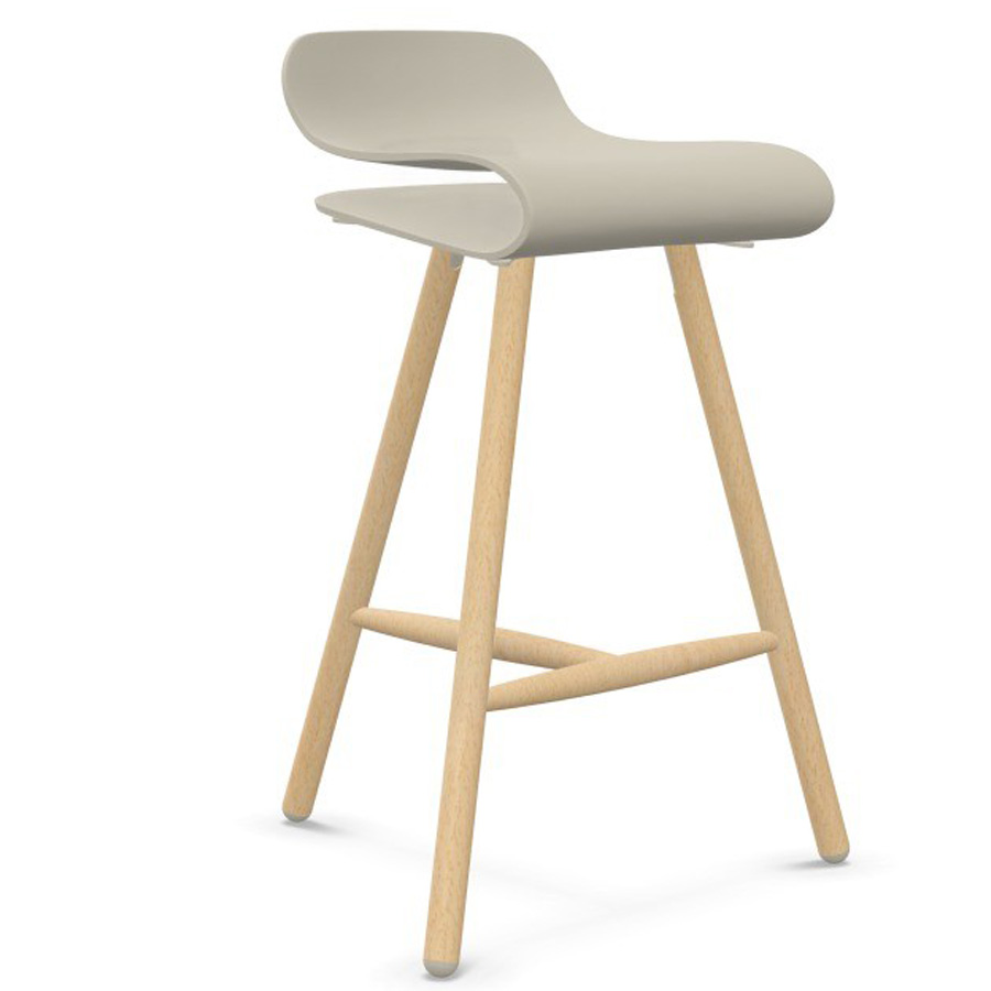 Kristalia BCN Barhocker mit Holzgestell beige