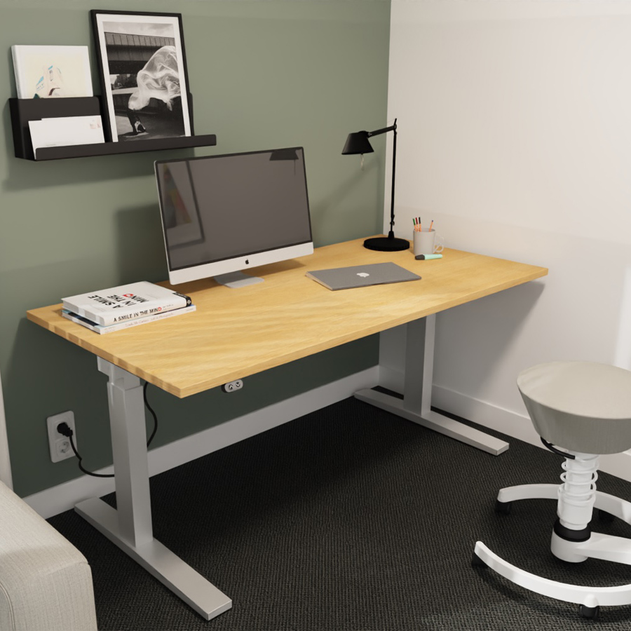 RWH Action Schreibtisch elektrisch verstellbar - Eiche hell-silber