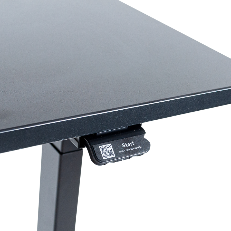 Schreibtisch CLEO elektrisch höhenverstellbar- Platte abgerundet komplett schwarz - Bedienelement