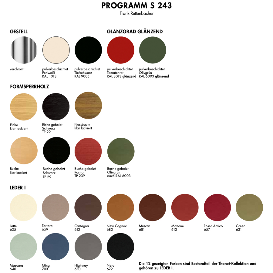 THONET S 243 |  Übersicht Materialien